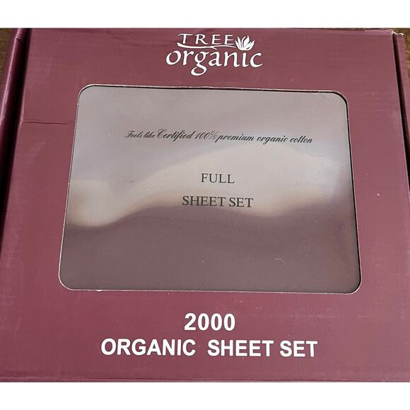 Tree Organic 100% Cotton FULL  Sheet Set 2000 Thread Count 4 Piece MAROON - Picture 1 of 2